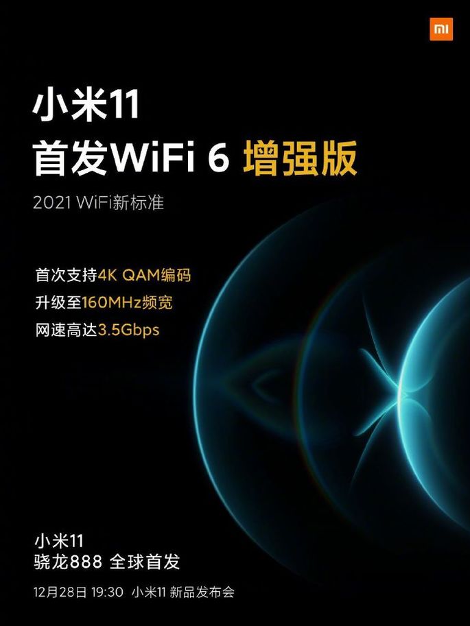 Cartaz oficial da Xiaomi confirma WiFi 6E no Mi 11