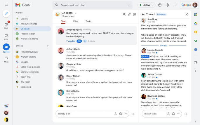 O novo aspeto do Google Gmail