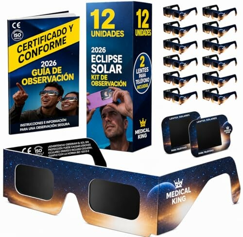 12 Gafas Eclipse Solar Homologadas ISO 12312-2
