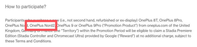 Referência direta ao OnePlus Nord 2 na FAQ do site oficial. Crédito: Android Police