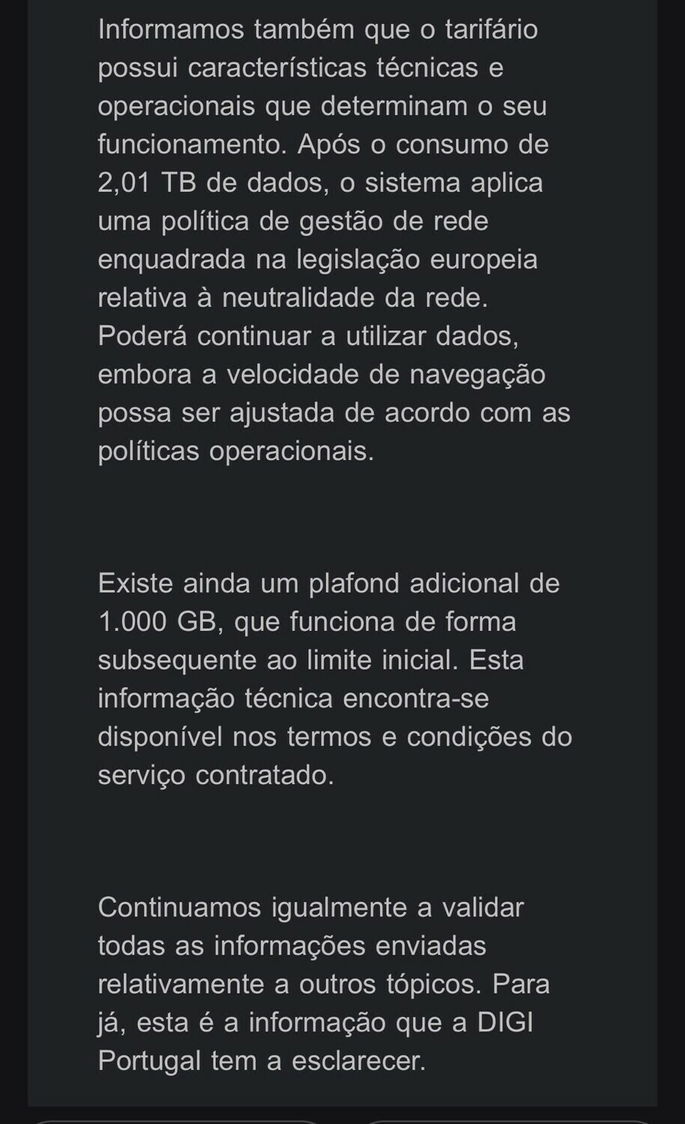 A resposta oficial da DIGI. Imagem: Jos&eacute; Ricardo Saraiva