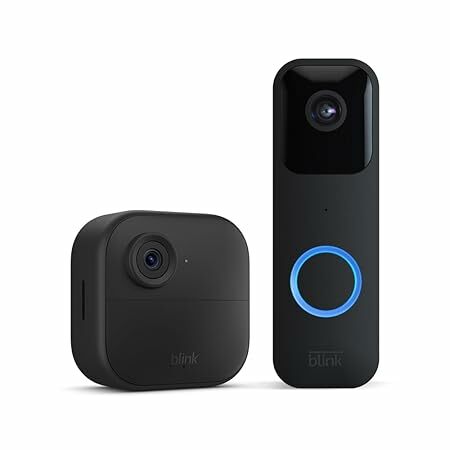 Novo Blink Outdoor 4 (sistema de 1 câmera com núcleo de módulo de sincronização incluído) + campainha de vídeo Blink (preto)