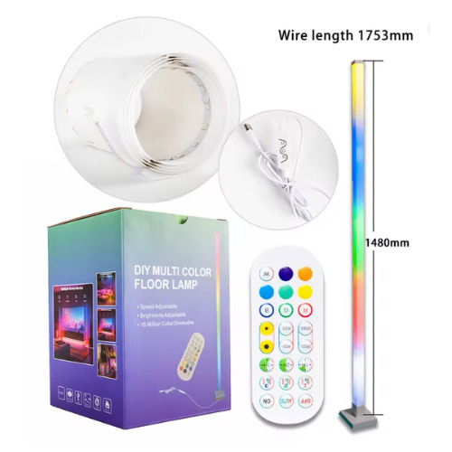 Luminária de chão de canto rgb regulável para sala de estar