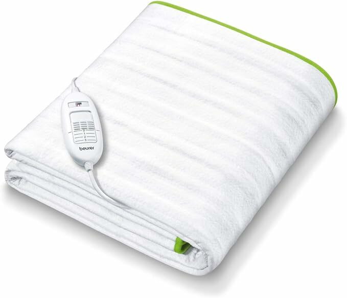 Beurer TS 15 Aquecedor de camas com sistema de segurança automático de forro polar macio e com 3 níveis de temperatura, fácil fixação na cama e no colchão, lavável a 30SJFS 1 0 x 80 cm, branco