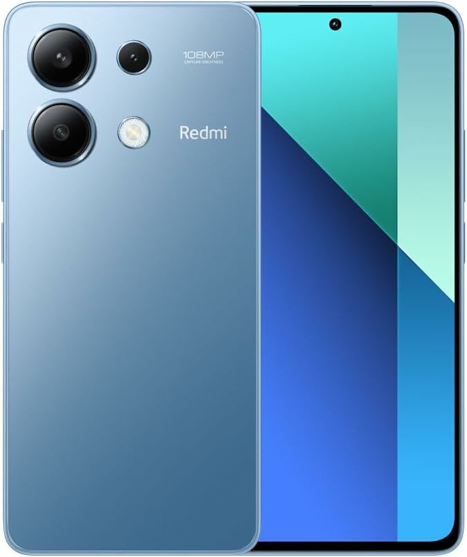 Xiaomi Redmi Note 13 4G Smartphone de 8+256 GB, ecrã de 6,67" AMOLED FHD+ 120Hz, MediaTek Dimensity 6080, câmara tripla de até 108 MP, carregamento rápido de 33 W, azul