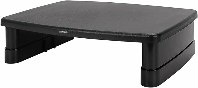 Amazon Basics Suporte de mesa retangular ajustável para monitor de computador para reduzir a tensão do pescoço