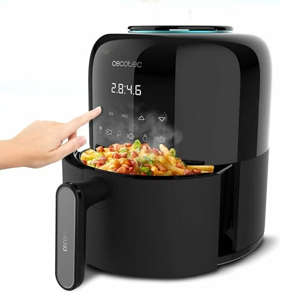 Cecotec Frigideira de ar sem óleo de 2,5 l, Air Fryer, Cecofry Pixel 2500 Touch. 1200 W, tátil e compacta, temporizador, controlo de temperatura, tecnologia PerfectCook, pés antiderrapantes