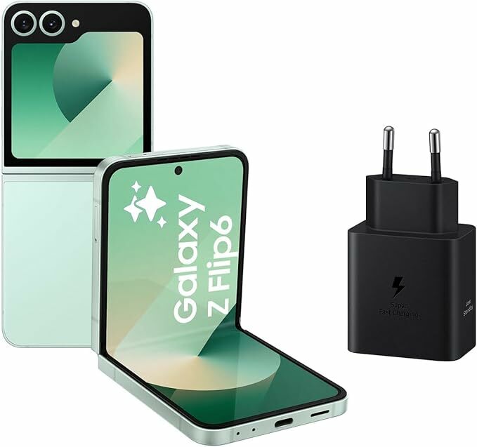 Samsung Galaxy Z Flip6 256 GB + carregador - telemóvel com IA, smartphone Android livre, câmara 50 MP, verde