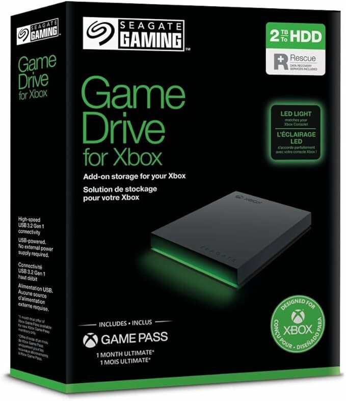 Seagate Game Drive for Xbox, 2 TB, unidade de disco rígido externa (HDD)