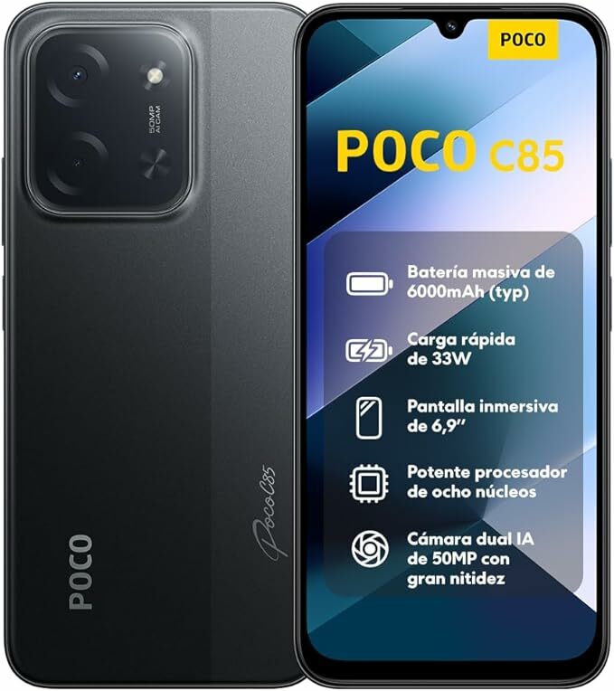 XIAOMI POCO C85 Smartphone de 8 + 256 GB, câmara dupla de 50 MP com AI