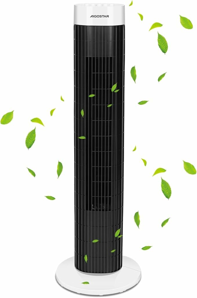 Aigostar, Ventoinha de torre digital, com controlo remoto e ecrã LED