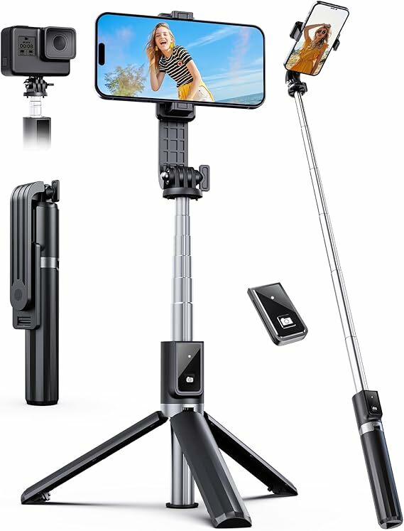 Palo Selfie [2024 Tripé melhorado], tripé extra longo de 125 cm com controlo