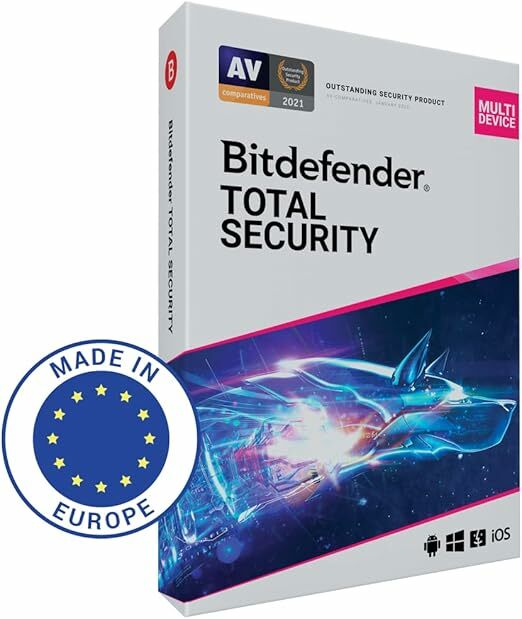Bitdefender Total Security 2025 | 5 dispositivos | 1 ano | PC/MAC/iOS/Android | Código de ativação enviado por correio