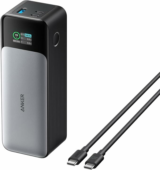 Anker Power Bank Carregamento rápido 737, carregador portátil de 24.000 mAh e 3 portas, 140 W