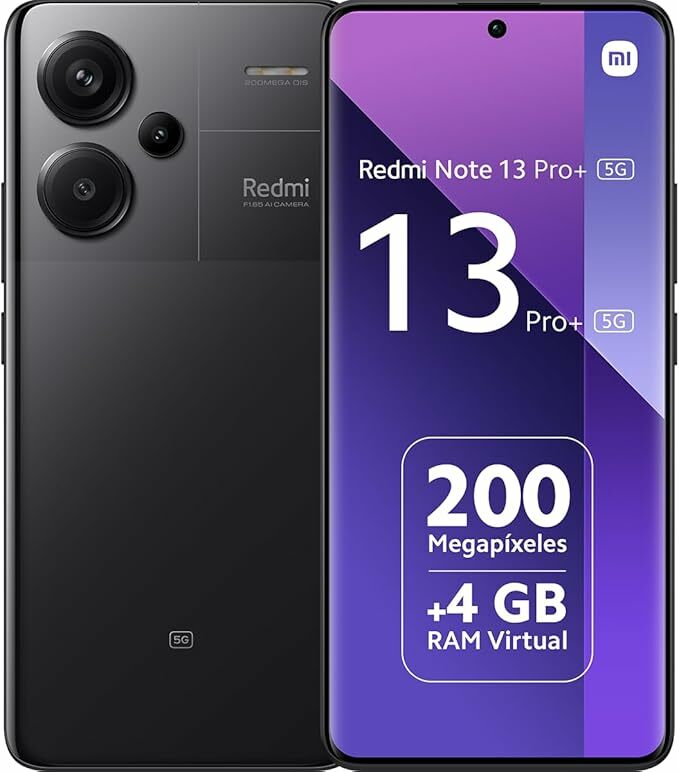 Redmi Note 13 Pro+ 5G Midnight Black, Alta resolução de 200 MP, 8 GB de RAM e 256 GB de memória interna