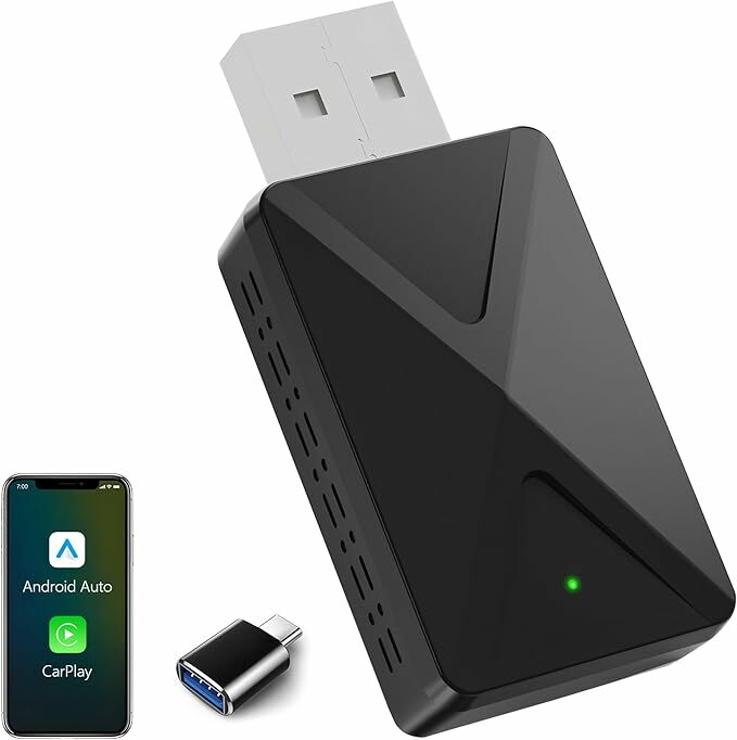 Adaptador sem fios 2 em 1 para Apple CarPlay e Android Auto