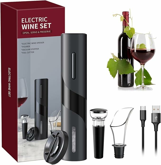 Saca-rolhas elétrico, USB recarregável automático abridor de garrafas de vinho