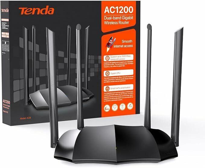 Tenda AC8 - Router WiFi AC1200, banda dupla (5 GHz/2,4 GHz)
