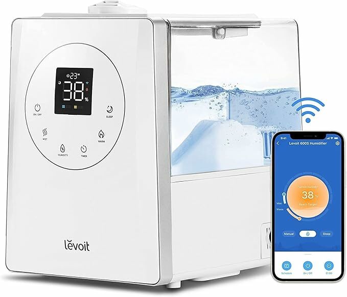 LEVOIT Top-Fill Humidificador 6L para bebés, névoa fria e quente com aromaterapia a 36H