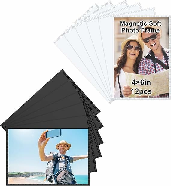 12 peças armação magnética porta-retratos imã moldura transparente porta-fotos 10 x 15 cm