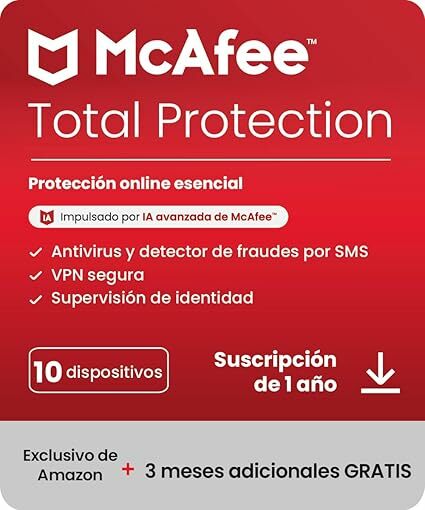 McAfee Total Protection 2023 | 15 meses | Exclusivo na Amazon | 10 dispositivos