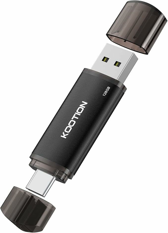 KOOTION Memória USB de 128 GB, USB C OTG 2.0, 2 em 1