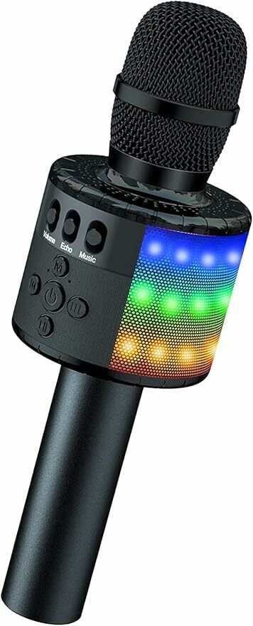 BONAOK Microfone Karaoke Bluetooth, microfone sem fios karaoke com luzes LED