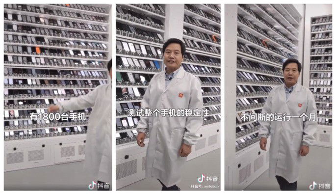 Lei Jun, CEO da Xiaomi, no laboratório de testes