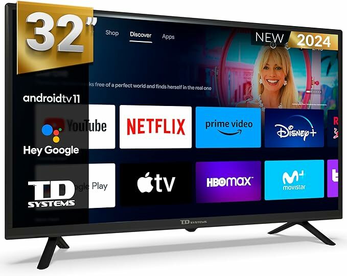 TD Systems - Smart TV de 32 polegadas, televisão TDT HD, Android 11 ATV, modelo 2024
