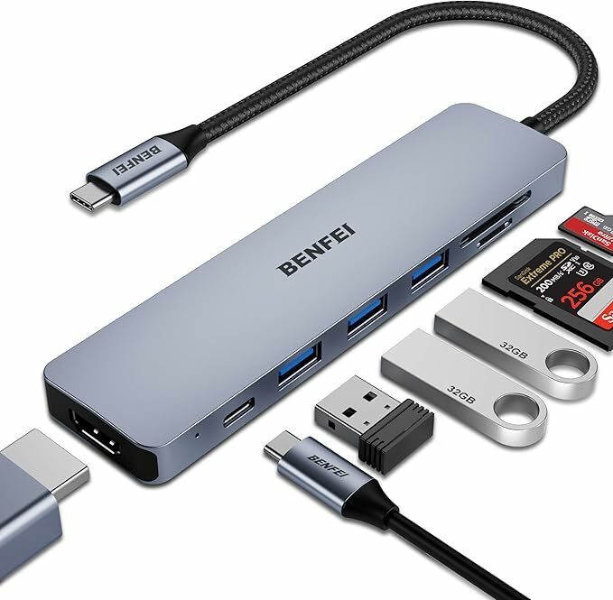 BENFEI HUB USB C 7 em 1, adaptador hub USB-C multiporta USB-C para HDMI