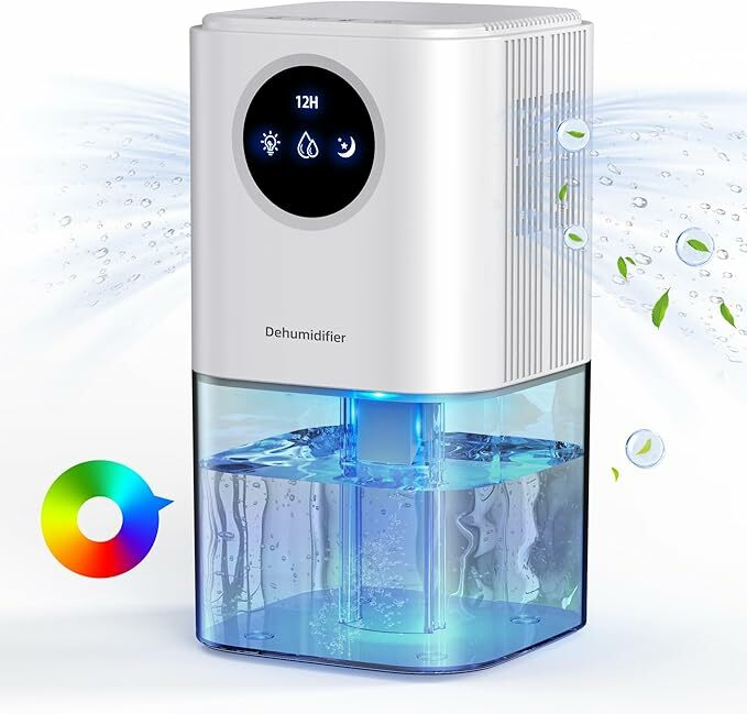 Deshumidificador silencioso de baixo consumo, ANOEPUY 1,7 L desumidificador pequeno portátil