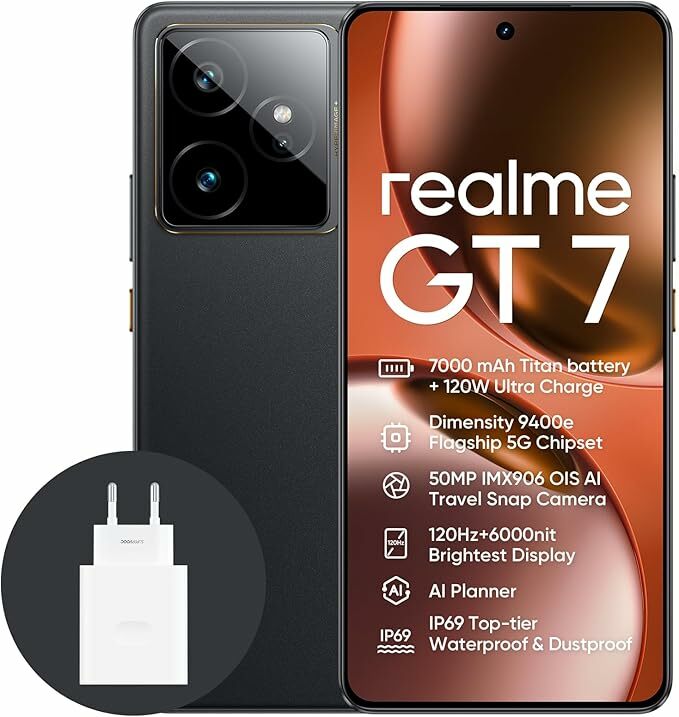 realme GT 7 5G Smartphone, 12 + 256 GB, preto