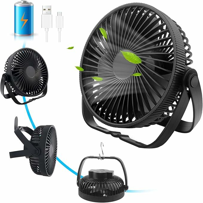 Ventilador portátil USB silencioso com bateria recarregável 3 em 1