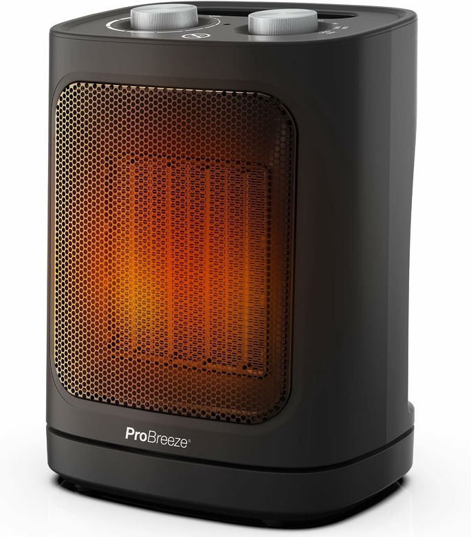 Pro Breeze Mini aquecedor cerâmico de 1800 W com oscilação automática e 2 níveis de potência, para casa, quartos e escritórios - preto