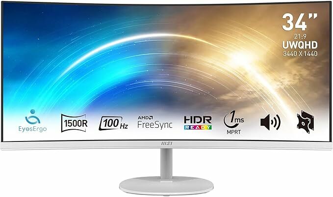 MSI PRO MP341CQW Monitor profissional, painel curvo de 34"
