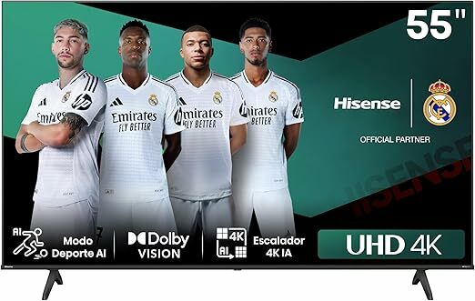 Hisense 55E6NT- UHD 4K, VIDAA Smart TV, 55 polegadas, visão Dolby, modo de jogo Plus