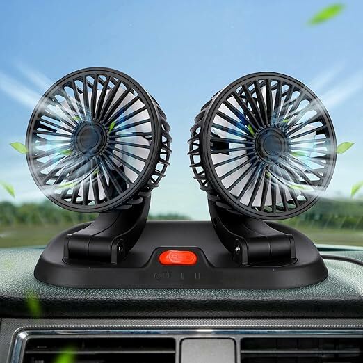 Ventilador de carro cabeça dupla 360°