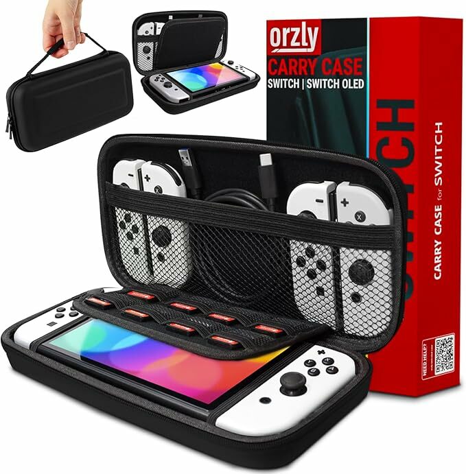 Orzly Estojo de transporte compatível com Switch OLED e consola Switch original