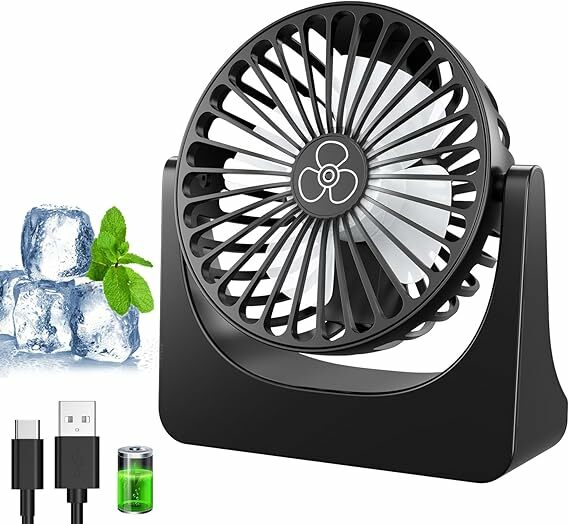 Ventoinha de mesa, ventilador USB com bateria de 3000 mAh