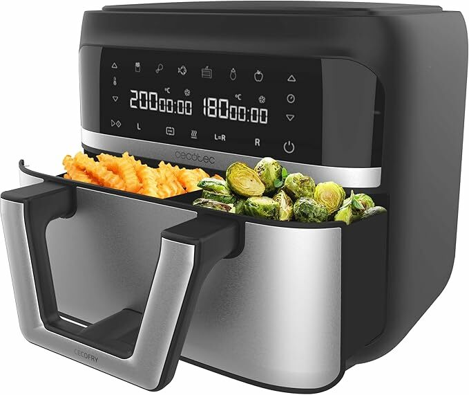 Cecotec Frigideira de ar sem óleo, 9 l divisível em 2 - Air Fryer Cecofry Dual 9000.