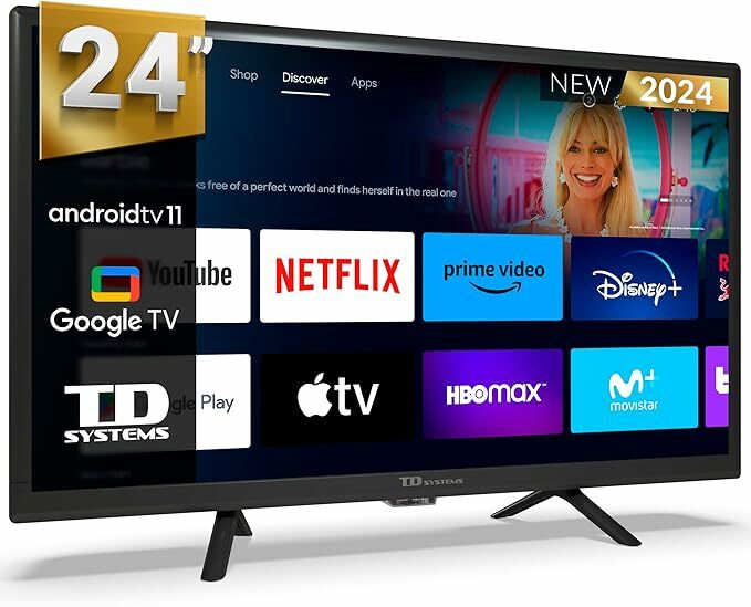 TD Systems - Smart TV de 24 polegadas, televisão TDT HD, Android TV 11, modelo 2024, televisão com 3 anos de garantia