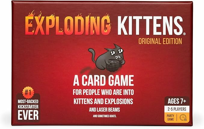 Exploding Kittens Edição Original da Exploding Kittens - Jogos de cartas para adultos, adolescentes e crianças - Jogos divertidos para a família - Um jogo de cartas de roleta russa, multicolorido