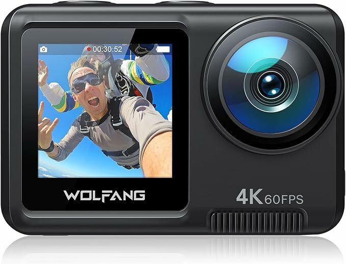 WOLFANG GA420 Câmara desportiva de ecrã duplo 4K 60FPS 24 MP