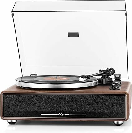 1 BY ONE Gira-discos HiFi Bluetooth portátil