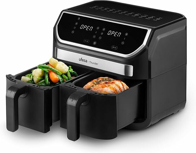 Ufesa Thunder Frigideira de ar sem óleo com 2 baldes, 9L (4,5 L + 4,5 L)