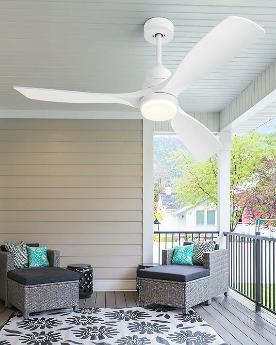 Ventoinha de teto com luz e controlo remoto, branco ventiladores de teto de 132 cm