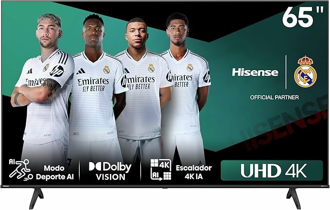 Hisense 65E6NT - UHD 4K, VIDAA Smart TV, 65 polegadas, visão Dolby, modo de jogo Plus, DTS Virtual X, controlo por voz televisão, duplo controlo de volume, autoorganização canais TDT (novo 2024)