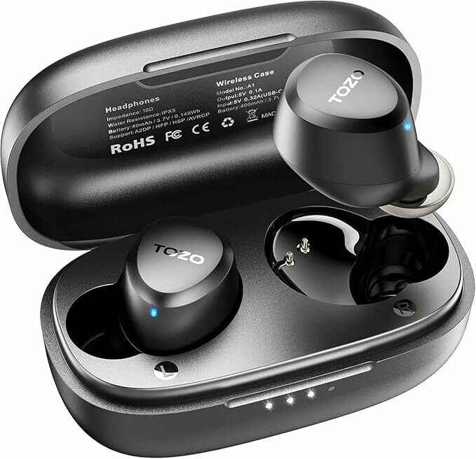 TOZO A1 2024 Novo - auriculares sem fios Bluetooth, capacetes sem fios Bluetooth 5.3