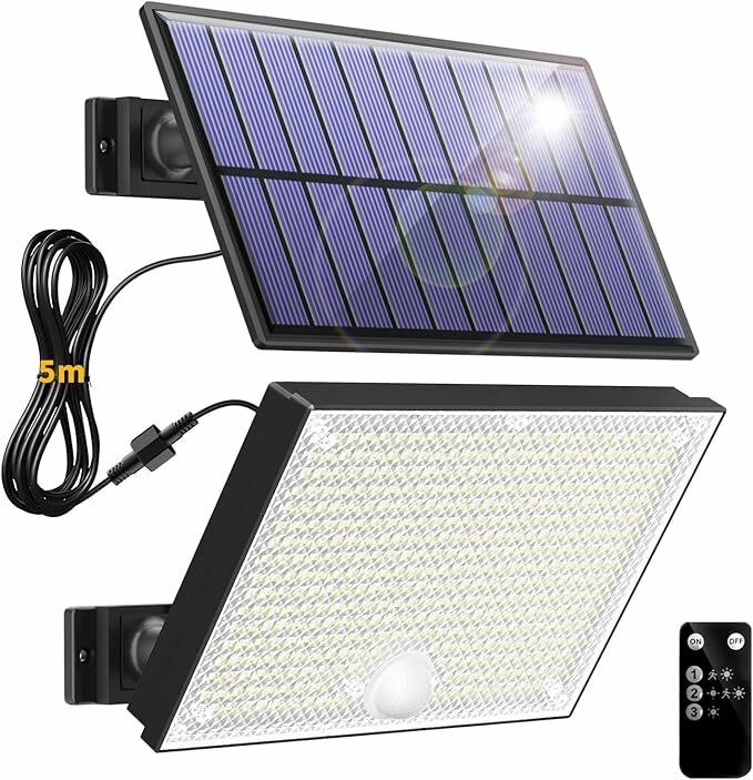 Topabol Luz solar para exterior, 400 LED holofotes LED para exteriores