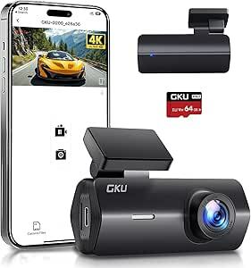 Câmara de carro WiFi GKU Dashcam UHD 4K 2160P